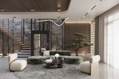 Açık Konsept Tasarım ve Minimalist Estetik ile Modern Lüks Oturma Odası