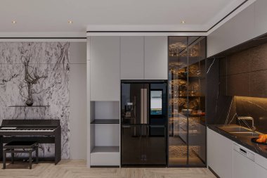 Akıllı Buzdolabı ve Zarif Tasarım Özellikleriyle Modern Mutfak İçi