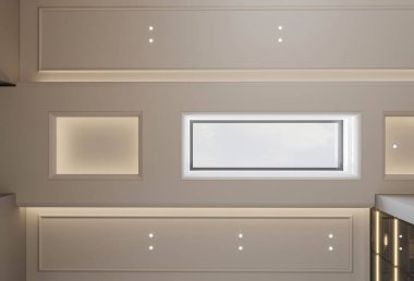 Aralıklı Işıklandırma ve Tavan Arası Pencereli Modern Tavan Tasarımı