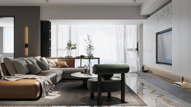 Modern Minimalist Ev Modern ve işlevsel mobilyalarla lüks bir oturma odası yarat
