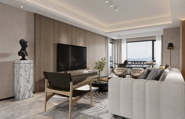 Nefis mobilyaları olan güzel, pahalı bir oturma odası. Geniş bir dinlenme odası