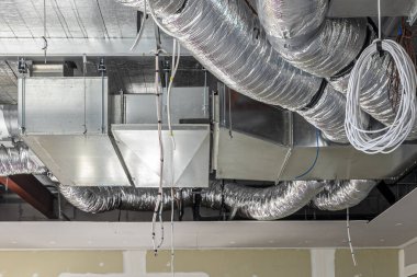 air conditioning ducts and electrical wiring construction clipart