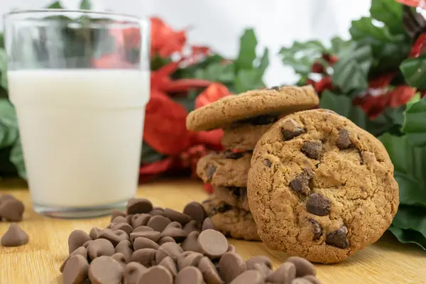 cookies with milk and chips left out for Santa Christmas Holidays