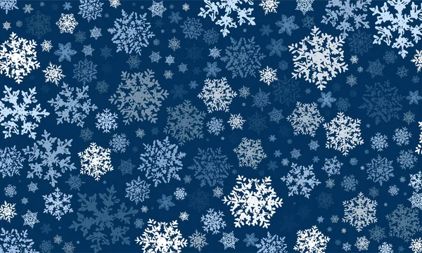 Kar taneli mavi arka plan, kar yağıyor. Farklı şekil ve formlarda kar taneleri. Kar taneleri, kar yağışı. Kar yağışı. Noel arkaplanı