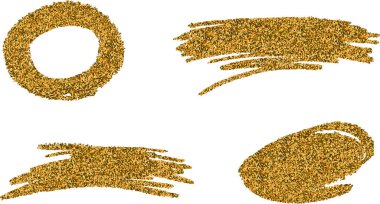 Altın desenli. Altın vuruş seti. Altın fırça soyut sanat çizimi. Altın parıltılı tasarım sanat fırçası darbesi. Altın vuruş efekti tasarımı fırça rengi boyası.