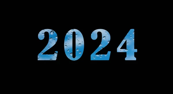 Background Black Number Center Says 2024 Welcome New Year — Stock Photo, Image
