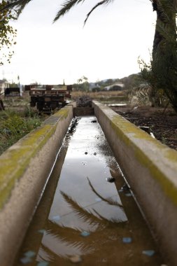 Terk edilmiş sulama hendeği, içinde su kalıntıları var..
