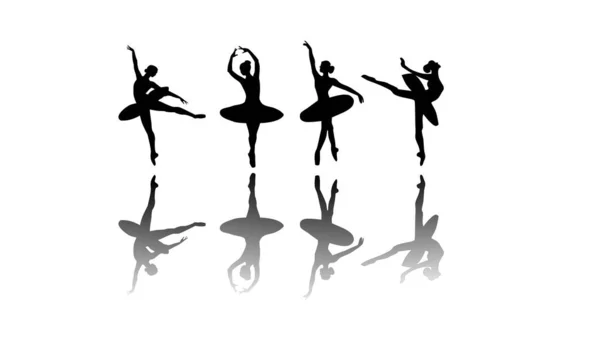Балерина Силуэт Танцоры Изолированы Белом Фоне Векторные Танцовщицы — стоковый вектор
