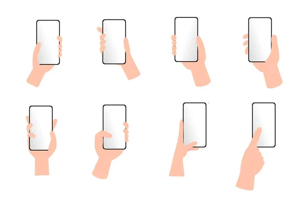 Zeiger Mit Smartphone Mit Leerem Bildschirm Isoliert Auf Weißem Hintergrund — Stockvektor