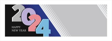 Renkli 2024 Mutlu Yıllar Vektör illüstrasyon arka plan logo tasarımı tebrik kartları, afişler, el ilanları ve günlük kapakları için konsept.