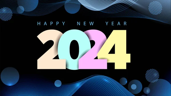 2024 Mutlu Yıllar logosu metin tasarımı. 2024 numara tasarım şablonu. Günlükler, defterler, takvimler için vektör illüstrasyonu