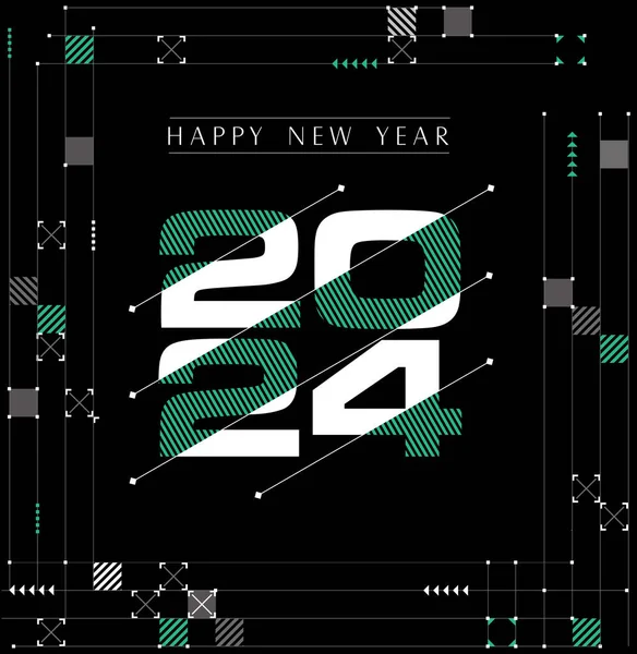 2024 Happy New Year Vector Illustration Background Typography Logo Design — Stock Vector
