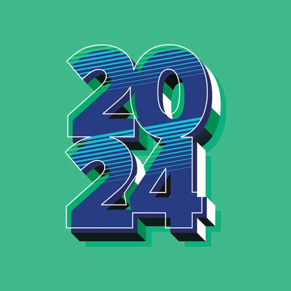 Texto Contemporâneo 2024 Feliz Ano Novo Ilustração Vetorial Fundo Verde — Vetor de Stock