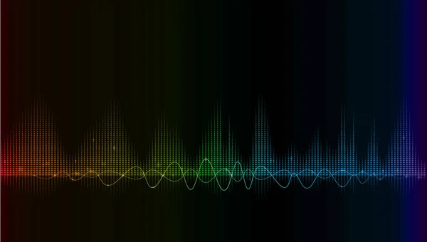 黑色背景的音乐均衡器 Soundwave 音频均衡器技术 可编辑摘要说明 — 图库矢量图片