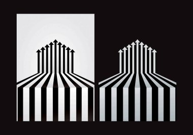 Yukarı doğru yükselen ok vektör ilüstrasyonuna doğru, güzel siyah ve gri beyaz ışık gölge iş yıllık rapor kapağı kapak tasarımı