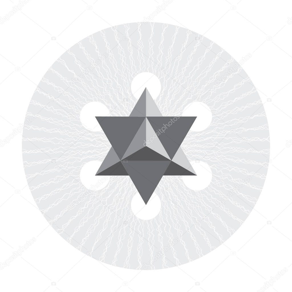 Sacred geometry Merkaba, Star of David, Halftone pattern effect. No gradient. Strip. Stars