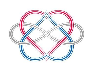 Devamlı döngü çizgilerinin kalp şeklindeki dansının vektör çizimi.