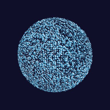 Soyut Geometrik Küre: Bir küme düzensiz şekil, grunge dokusuyla koyu bir arkaplan üzerinde küresel bir bileşim oluşturarak dinamik elementler kolajı oluşturur.