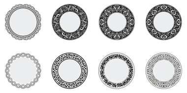 Kabile yuvarlak çerçeve koleksiyonu, dekoratif tasarım elemanları, daire süslemeleri, özel dairesel vektör fotografı