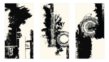 Soyut grunge dikdörtgen çerçeve seti siyah mürekkep fırçası darbesiyle siyah koleksiyon