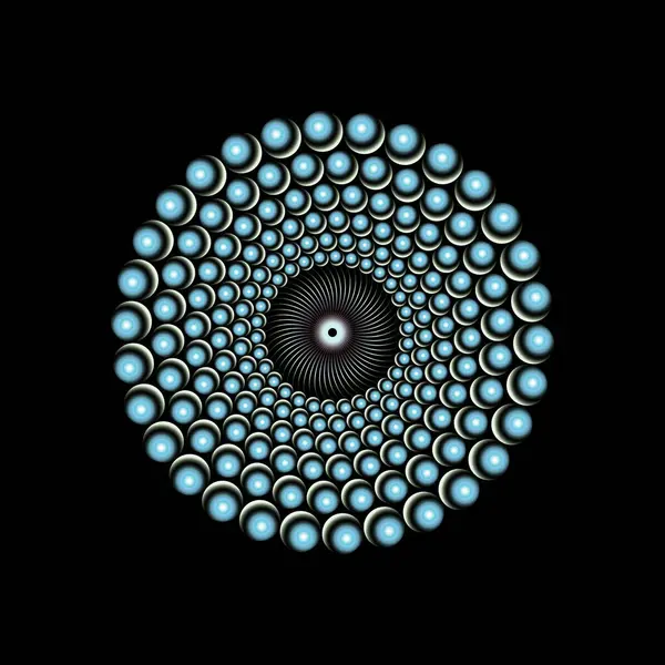Soyut çok renkli kürenin koyu izole edilmiş vektör illüstrasyon arkaplanına karşı yuvarlak spiral şekilli 3D görüntülemesi.