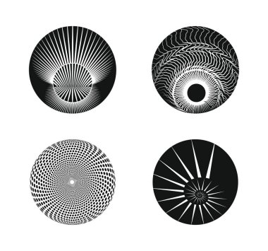 Yuvarlak çizgili vektör sanat çizimi, gradyan yok, çerçeve için modaya uygun bir tasarım ögesi, yuvarlak logo, işaret, web, baskılar, posterler, şablon, desen