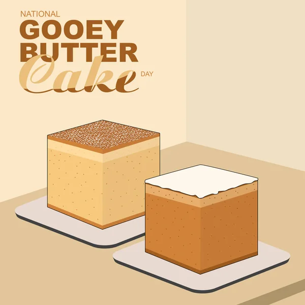 National Gooey Butter Cake Day August Gooey Butter Cake Mit — Stockvektor