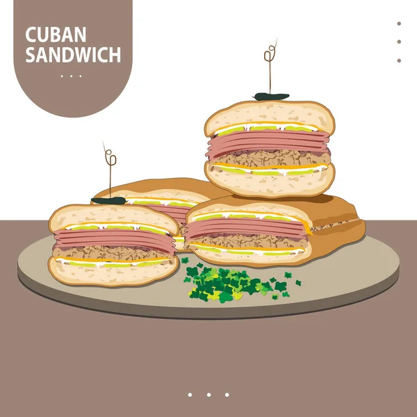 Illustration Vectorielle Quelques Tranches Pain Sandwich Remplies Délicieux Jambon Fromage — Image vectorielle