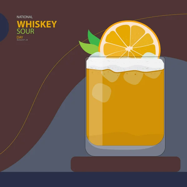 Día Nacional Del Whiskey Sour Agosto Con Ilustración Vectorial Vaso — Archivo Imágenes Vectoriales