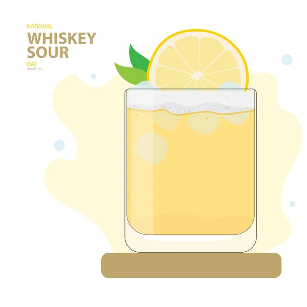 Día Nacional Del Whiskey Sour Agosto Con Ilustración Vectorial Vaso — Vector de stock