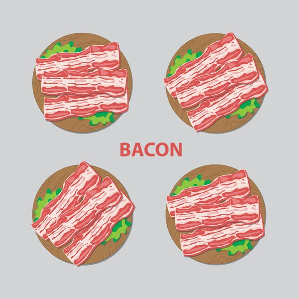 Lite Bacon Träpallen Vektor Illustration Och Text Isolerad Grå Bakgrund — Stock vektor