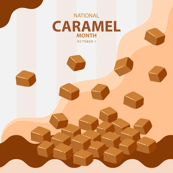 Mois National Caramel 1Er Octobre Avec Une Délicieuse Illustration Vectorielle — Image vectorielle