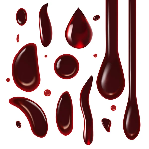 Σταγόνες Αίματος Έτοιμες Συλλογή Ρεαλιστικό Στυλ Για Ιατρικά Banners Διαφημιστικά — Διανυσματικό Αρχείο