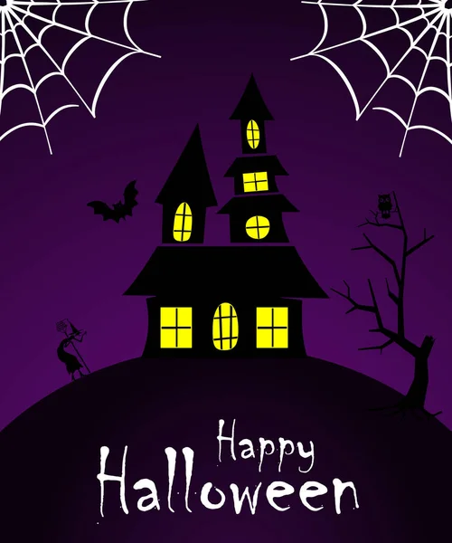 Feliz Halloween Casa Embrujada Araña Trampa Bruja Cartel — Foto de Stock