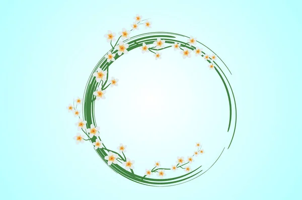 circle with flowers frame template for greeting card