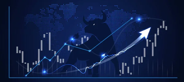 Gráfico Mercado Ações Bull Executar Alta Tendência Mercado Moeda Criptomoeda — Fotografia de Stock