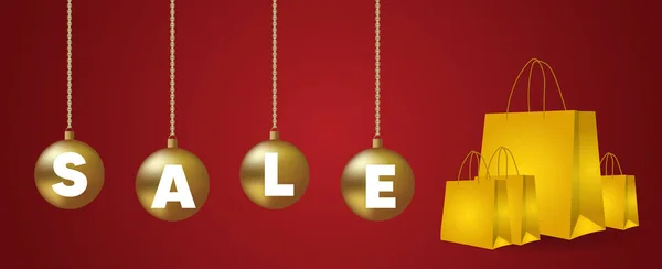Cartaz Vetor Venda Natal Com Saco Compras Decorativo — Vetor de Stock