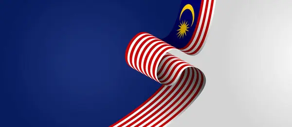 Malaysiska Band Flagga Bred Bakgrund För Nationella Dag Templatemalaysia Flagga — Stock vektor