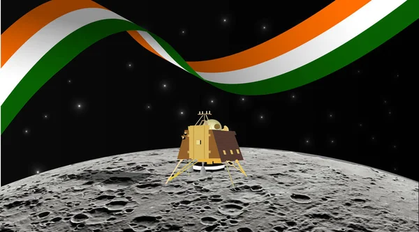 Indien Månen Uppdrag Vikram Landaren Chandrayaan Till Mjuk Land Månen — Stockfoto