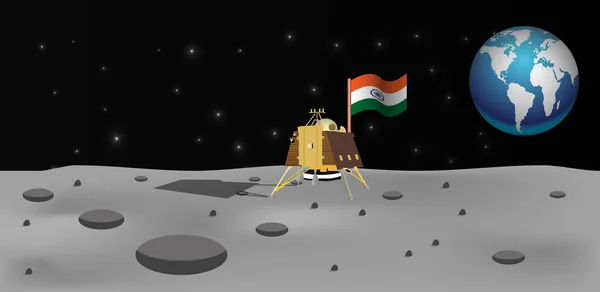 Indien Månen Framgång Mission Vektor Affisch — Stockfoto