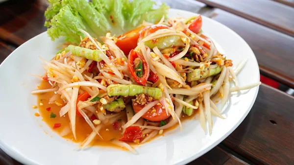 Salada Mamão Picante Tailandês — Fotografia de Stock