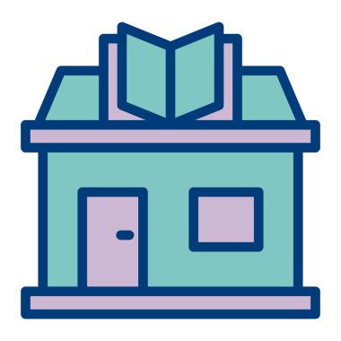 Kitaplı ev. Basit vektör simgesi.