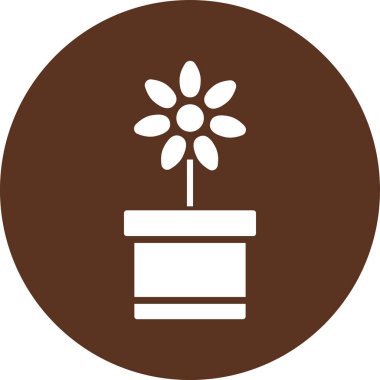 çiçek saksısı simgesi, vektör illüstrasyonu