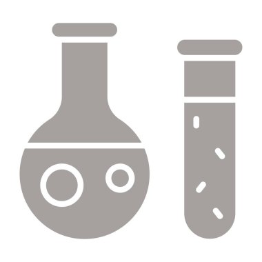 Kimyasal deney ve matara, laboratuvar şişesi ve test tüpü.