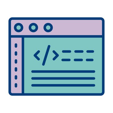 Yumuşak mavi arkaplanda izole edilmiş modada web geliştirme simgesi