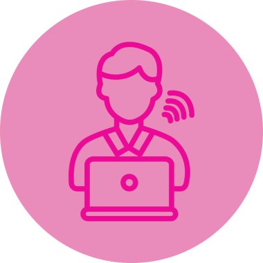 Dizüstü bilgisayarı olan bir kadının vektör çizimi