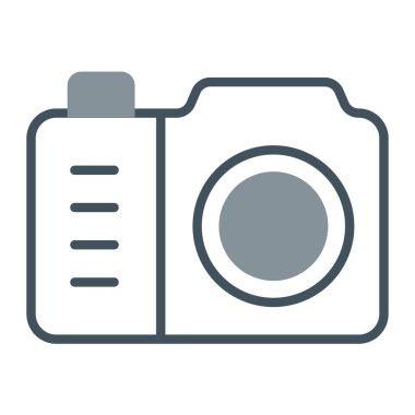 fotoğraf makinesi vektör simgesi. Beyaz arkaplanda izole edilmiş biçim vektörü. yuvarlak açılar, mavi arkaplan