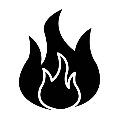 Vektör ikonunu ateşle. Siyah illüstrasyon beyaz arkaplanda izole edildi. grafik ve web tasarımı.