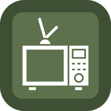 TV vektör simgesi. resim biçimi yuvarlak düz simge sembolüdür. yuvarlak kareye yeşil ve gri renklerle çizilmiş.