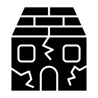 Kırık duvar simgesi, kırık pencere işareti, kırık pencere işareti, beyaz arka planda kırık pencere sembolü, çatısında kırık ikon olan çatı tabelası